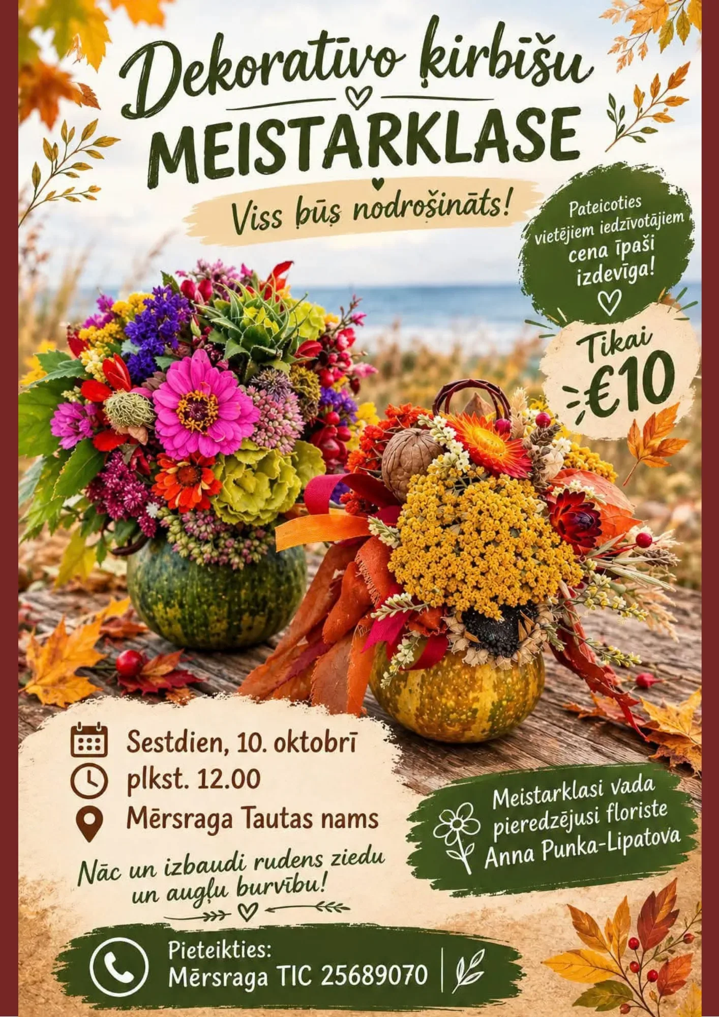Dekoratīvo ķirbīšu meistarklase Mērsragā
